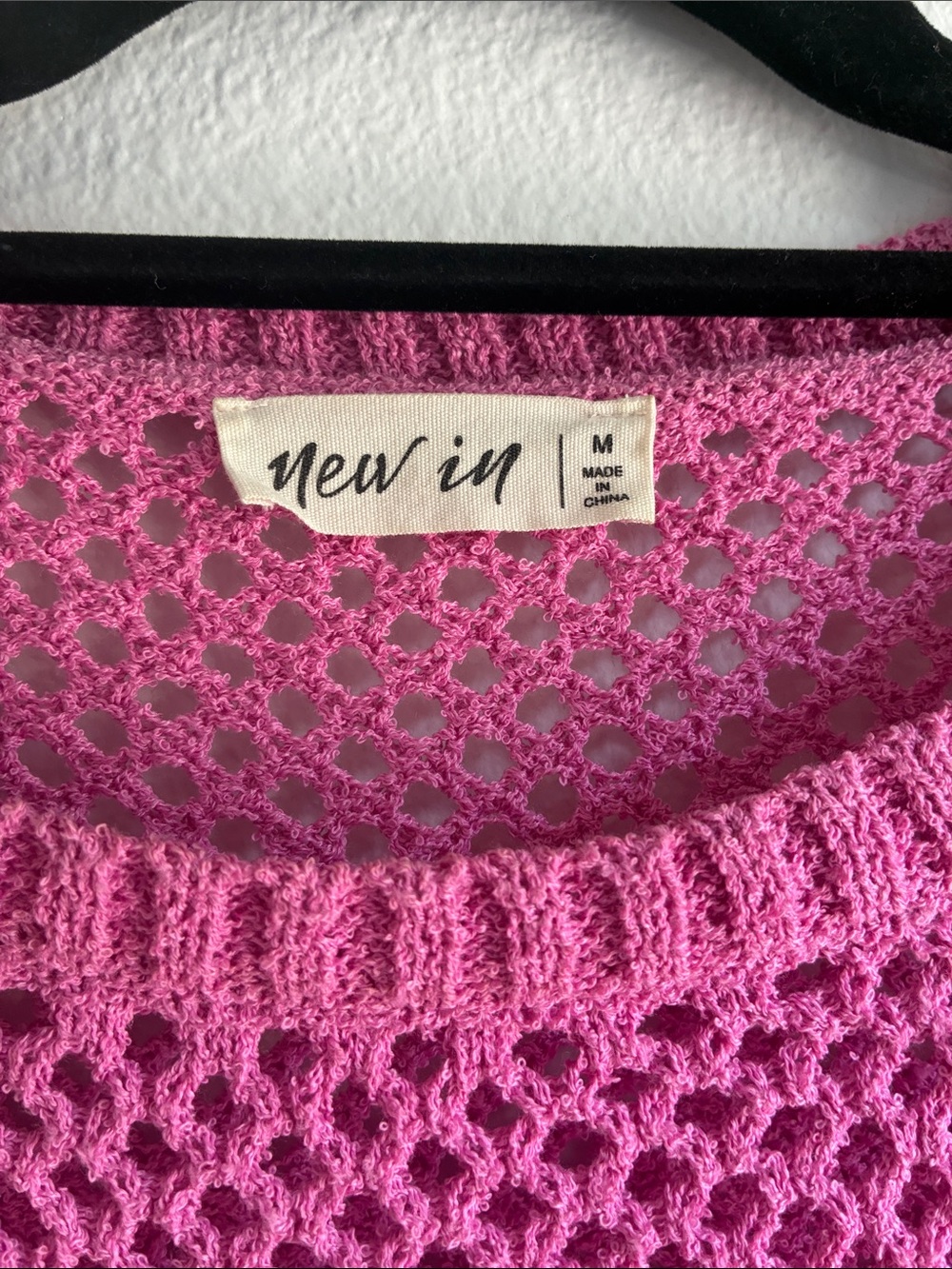 Open-Knit Crewneck Sweater and Matching Shorts Set - Hot Pink - Picture 2 of 2